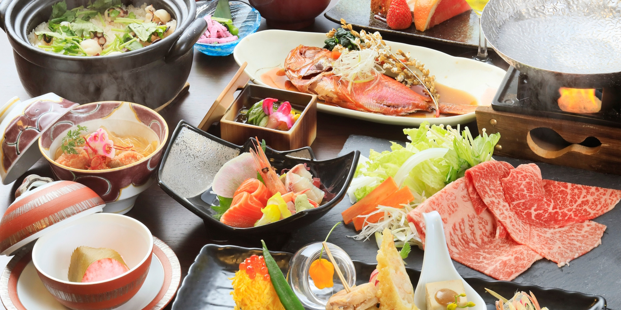 【特選会席】国産和牛が愉しめる、当館の最上級会席料理　（一例）