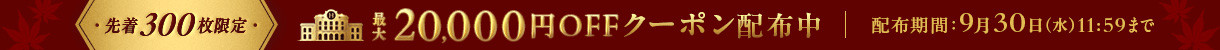 【最大20,000円OFF】秋旅クーポン配布中！
